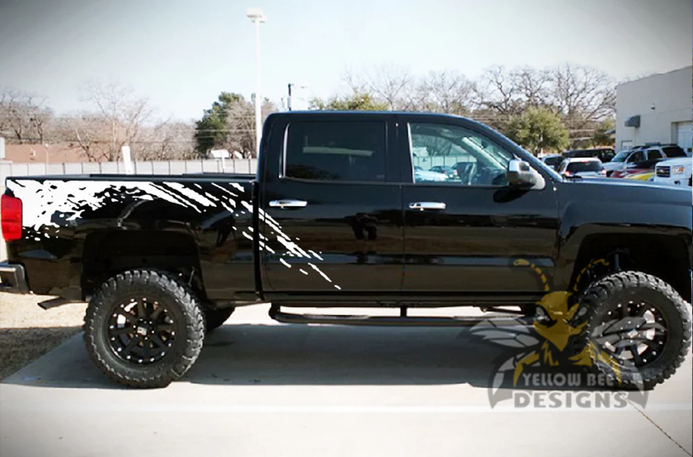 Mud Splash Bed Graphics Vinyl Decals Compatible with Chevrolet Silverado 1500 Crew Cab - Image 5