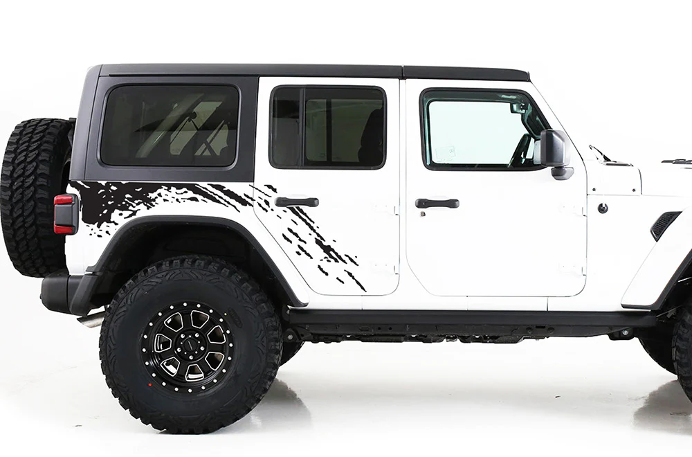 Mud Splash Side Graphics Kit Vinyl Decal Compatible with Jeep JL Wrangler