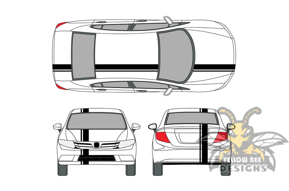 Offset Stripes Decals Graphics Vinyl Compatible with Honda Accord - Image 2