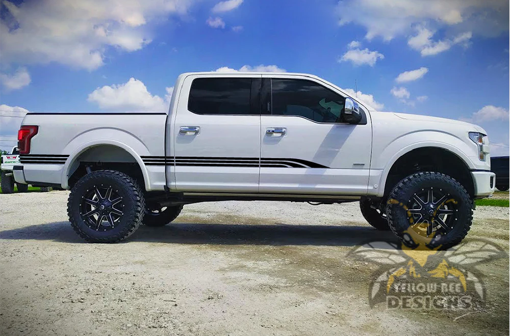 Old Fashion Stripes Graphics Vinyl Decals Compatible with Ford F150 Super Crew Cab 5.5'' - Image 2