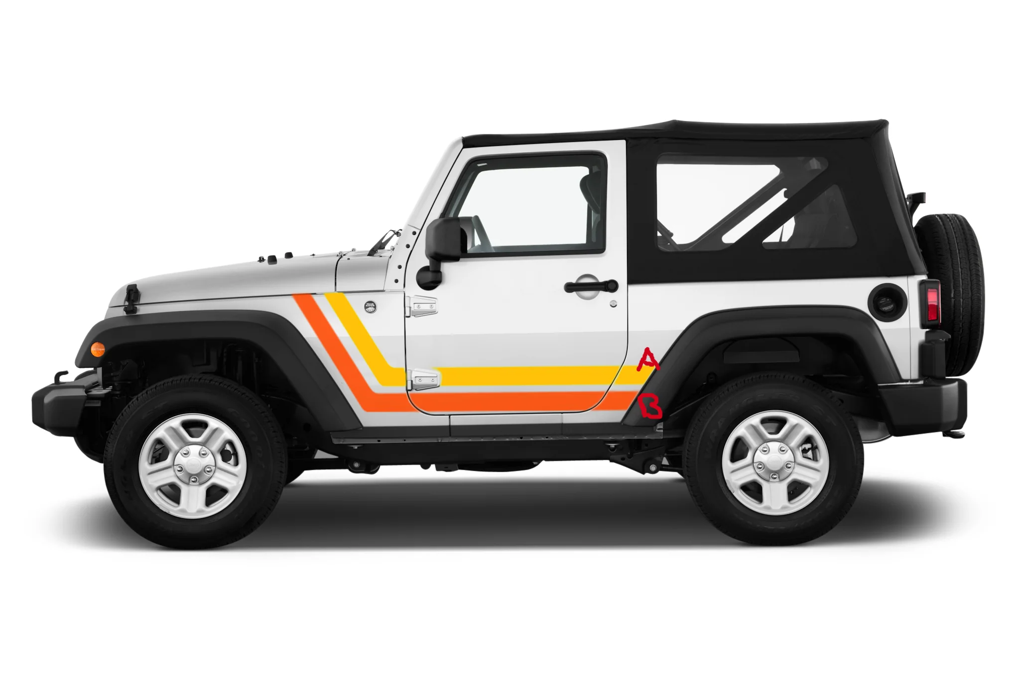 Old School Retro Stripes Graphics Decals Compatible with Jeep JK Wrangler 2007-2018 - Image 2