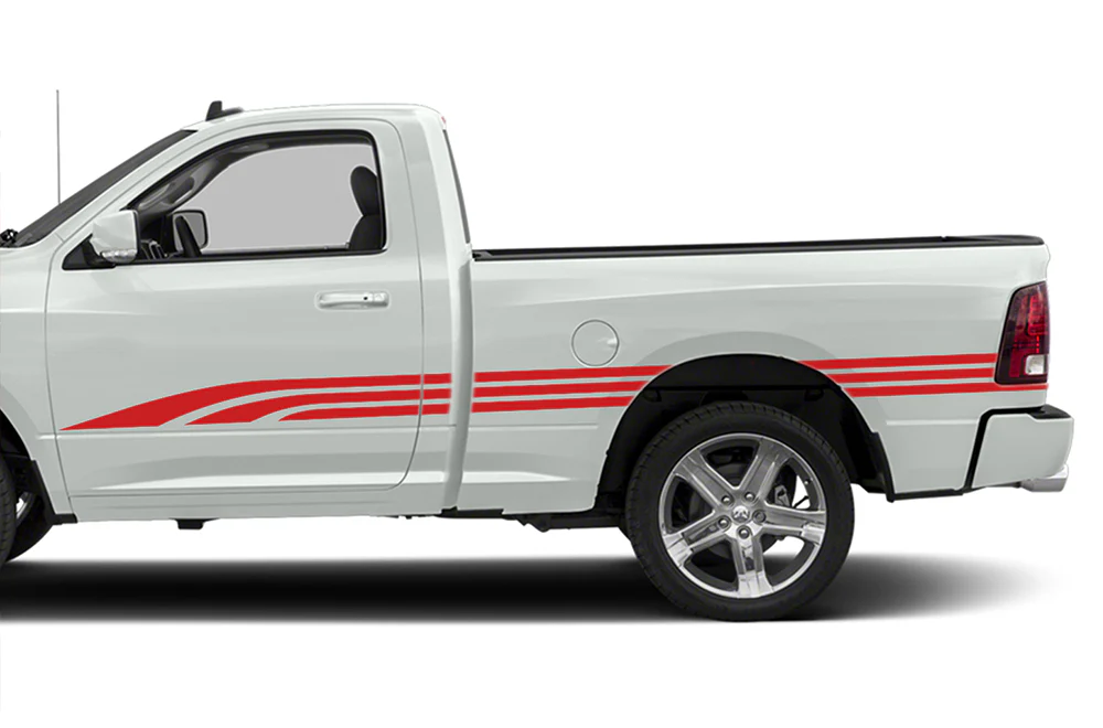 Old School Side Stripes Graphics Vinyl Decals Compatible with Dodge Ram Regular Cab 1500