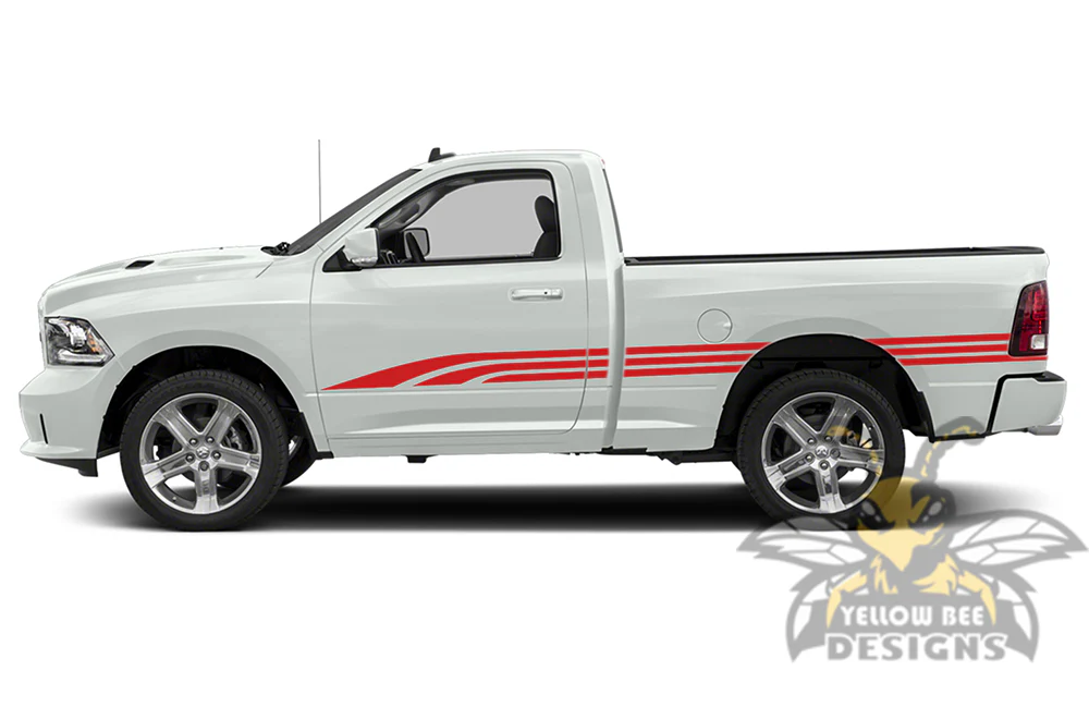 Old School Side Stripes Graphics Vinyl Decals Compatible with Dodge Ram Regular Cab 1500 - Image 3