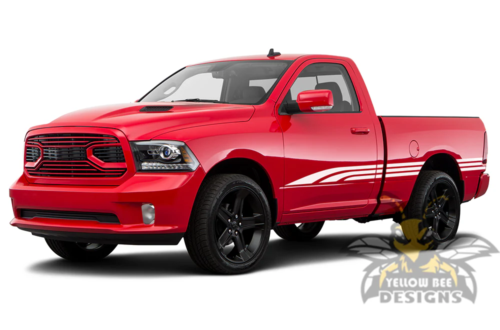 Old School Side Stripes Graphics Vinyl Decals Compatible with Dodge Ram Regular Cab 1500 - Image 4