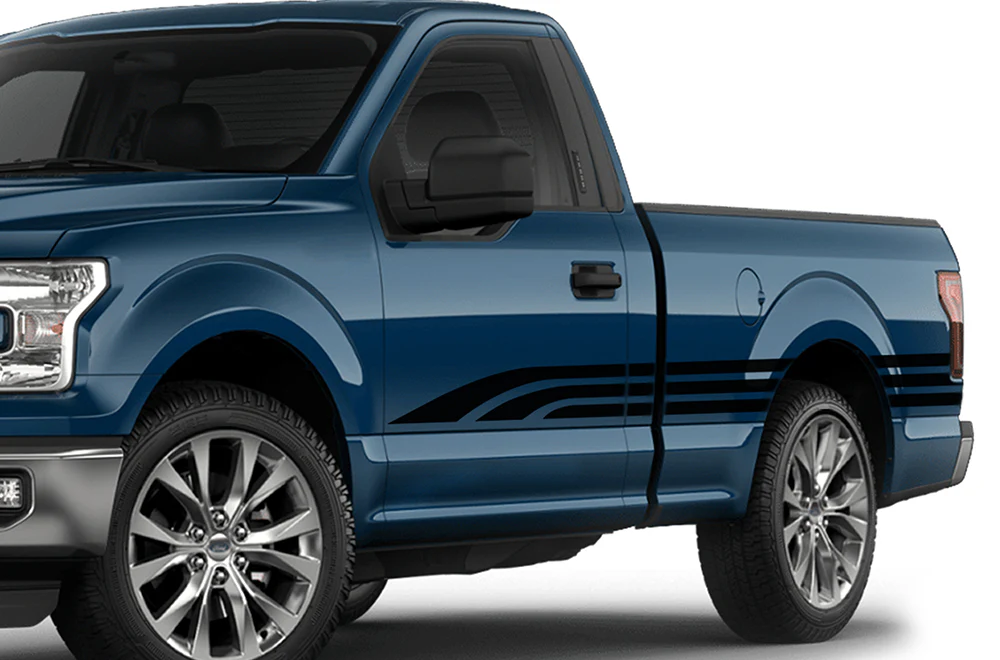 Old School Side Stripes Graphics Vinyl Decals Compatible with Ford F150 Regular Cab 6.5''