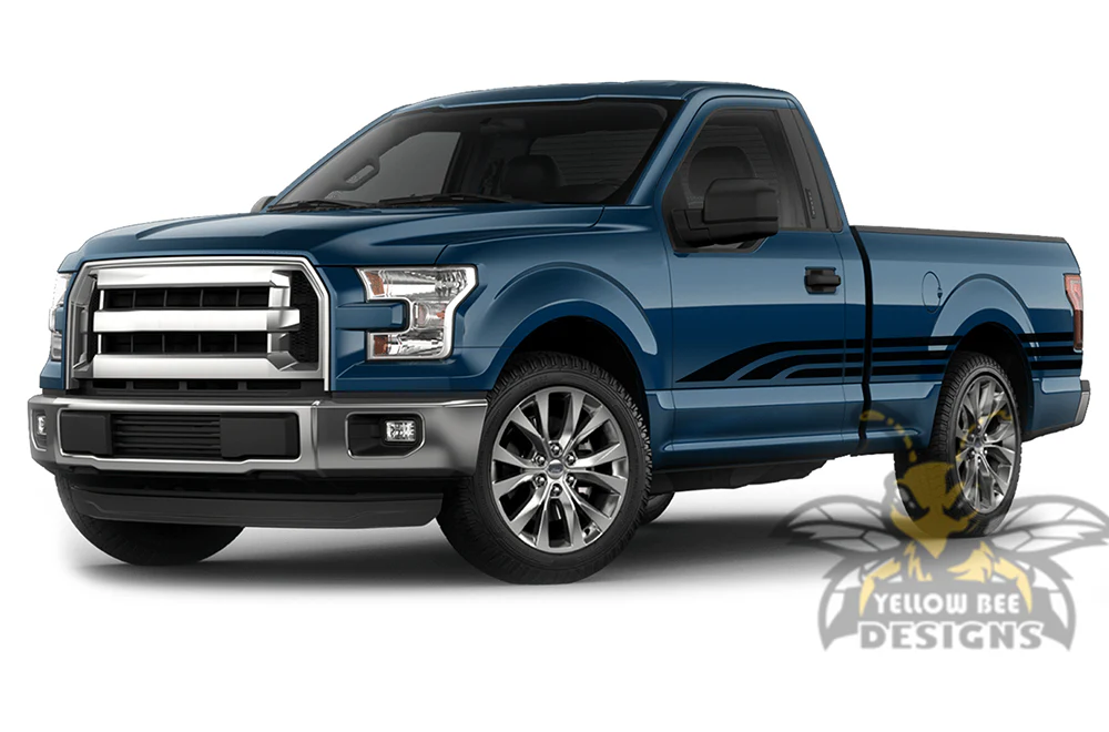 Old School Side Stripes Graphics Vinyl Decals Compatible with Ford F150 Regular Cab 6.5'' - Image 2