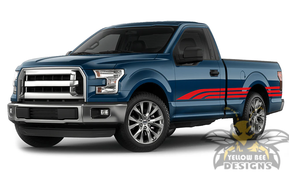 Old School Side Stripes Graphics Vinyl Decals Compatible with Ford F150 Regular Cab 6.5'' - Image 3