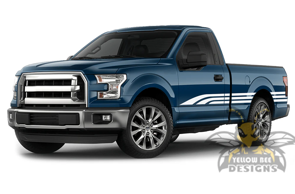 Old School Side Stripes Graphics Vinyl Decals Compatible with Ford F150 Regular Cab 6.5'' - Image 4