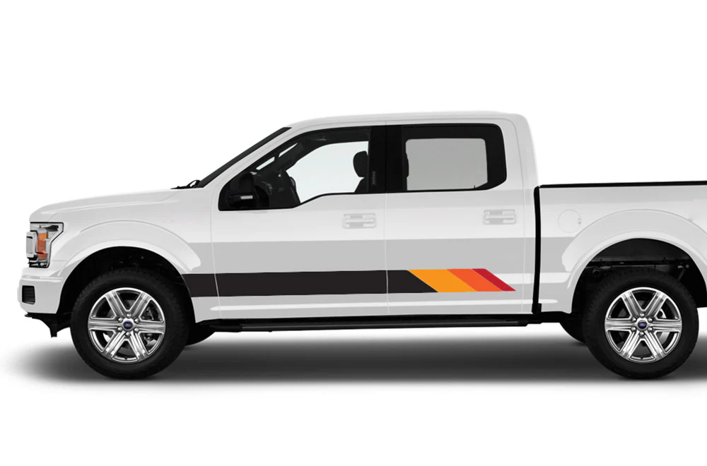 Old School Side Stripes Graphics Vinyl Decals Compatible with Ford F150 Super Crew