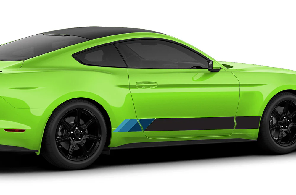 Old School Side Stripes Graphics Vinyl Decals Compatible with Ford Mustang