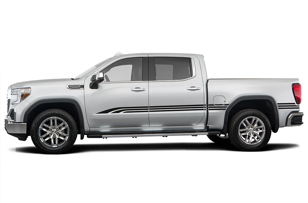 Old School Side Stripes Graphics Vinyl Decals Compatible with GMC Sierra Crew Cab - Image 5