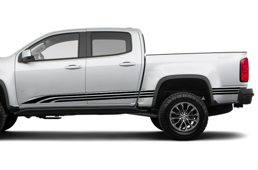 Old School Stripes Graphics Vinyl Decals Compatible with Chevrolet Colorado Crew Cab