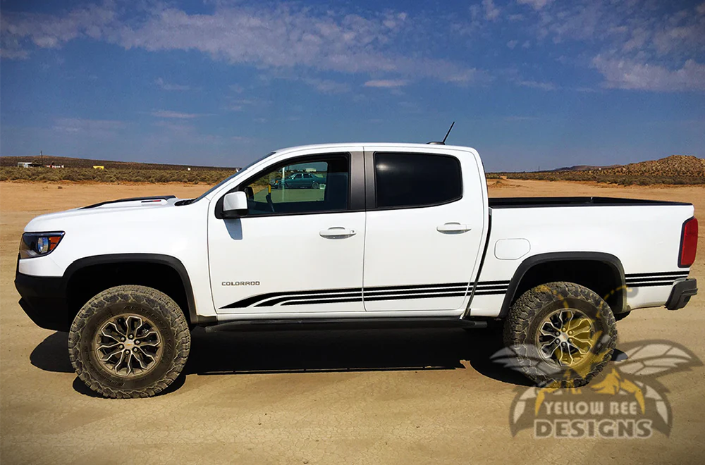 Old School Stripes Graphics Vinyl Decals Compatible with Chevrolet Colorado Crew Cab - Image 2