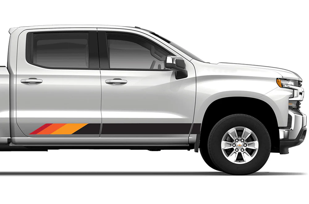 Old School Stripes Graphics Vinyl Decals Compatible with Chevrolet Silverado 1500 Crew Cab