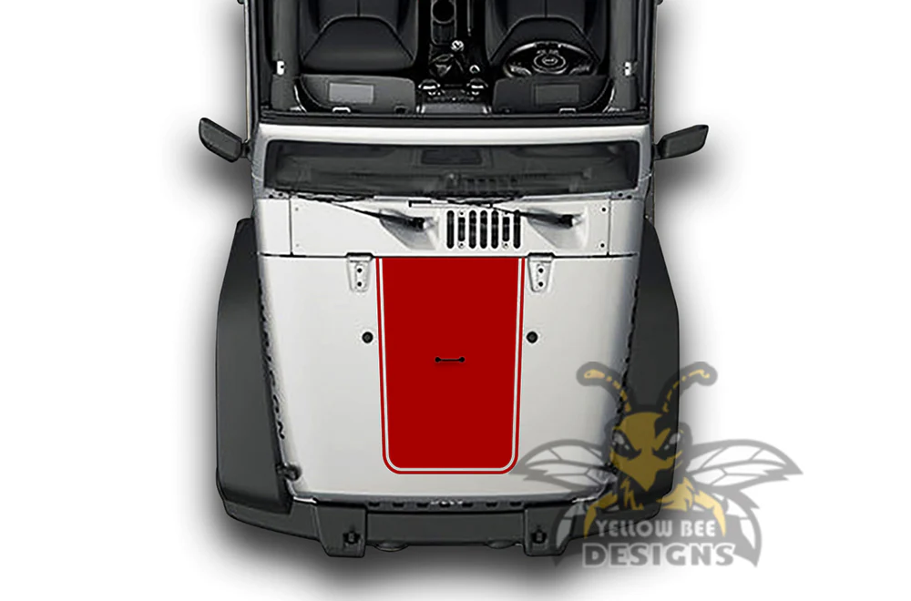 Outline Plain Hood Graphics Vinyl Decals Compatible with Jeep JK Wrangler 2007-2018 - Image 3