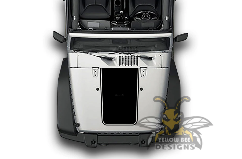 Outline Plain Hood Graphics Vinyl Decals Compatible with Jeep Wrangler - Image 2