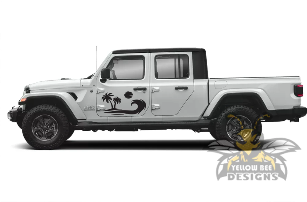 Palm Tree Graphics Kit Vinyl Decal Compatible with Jeep JT Gladiator 4 Door - Image 2