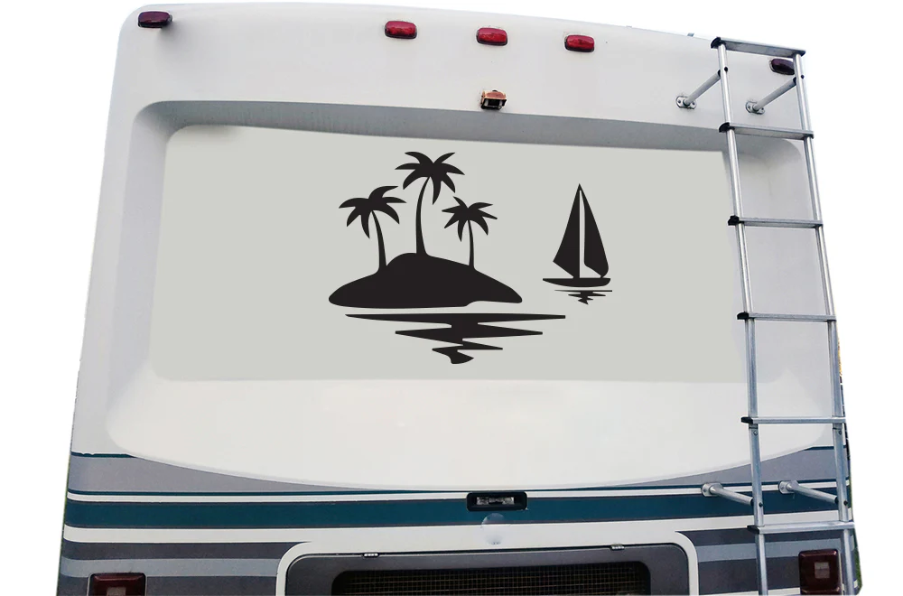 Palm Trees & Sailing Decals, Graphics For RV, Trailer Hauler, Camper, Motor-Ηome, Caravan