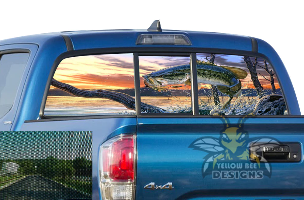 Perforated Blue Sea Rear Window Decal Compatible with Toyota Tacoma - Image 2