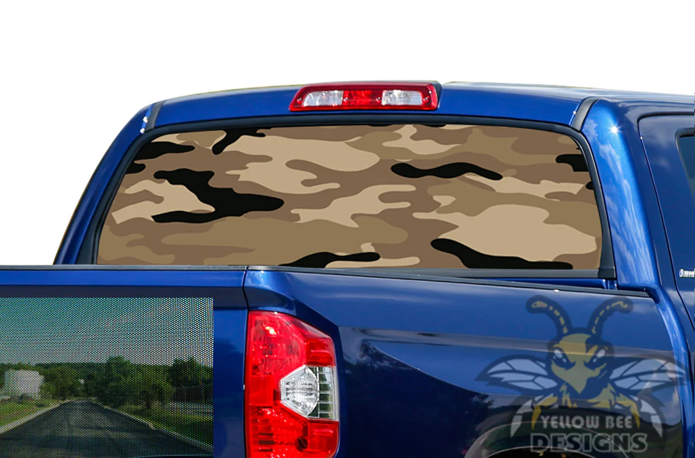 Perforated Brown Army Rear Window Decal Compatible with Toyota Tundra - Image 2