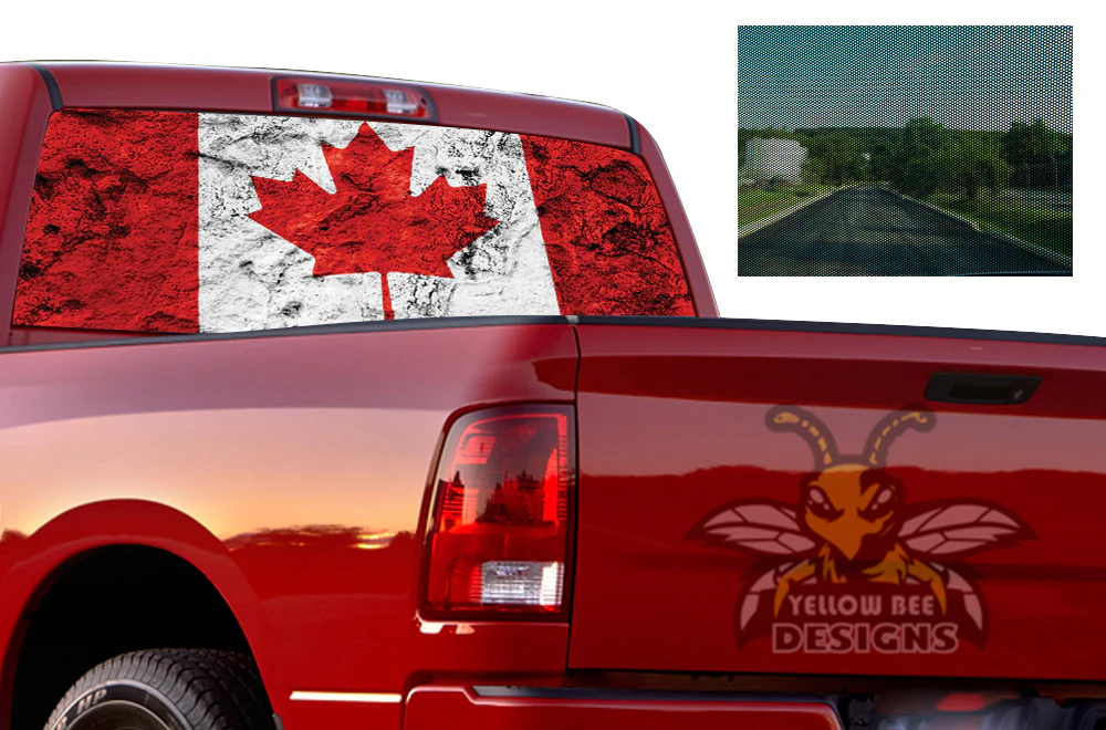 Perforated Canada Flag Rear Window Decal Compatible with Dodge Ram 1500, 2500, 3500 - Image 2