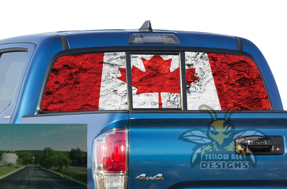 Perforated Canada Flag Rear Window Decal Compatible with Toyota Tacoma - Image 2
