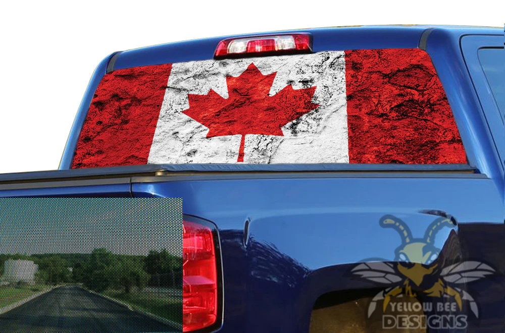 Perforated Canada Flag Rear Window Decal Compatible with with Chevrolet Silverado - Image 2