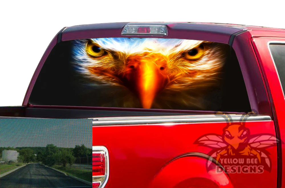 Perforated Eagle Eyes Rear Window Decal Compatible with Ford F150 - Image 2
