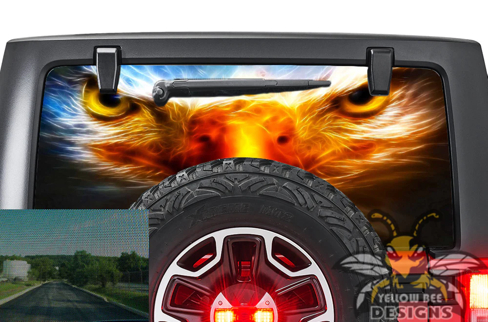 Perforated Eagle Eyes Rear Window Decal Compatible with JL Wrangler - Image 2