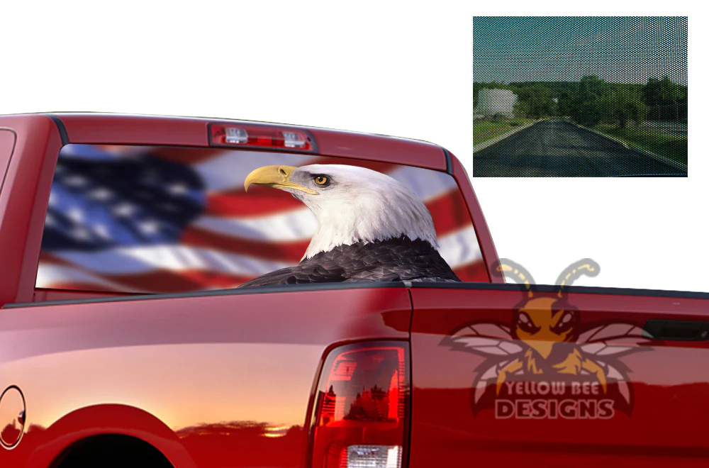 Perforated Eagle USA Rear Window Decal Compatible with Dodge Ram 1500, 2500, 3500 - Image 2