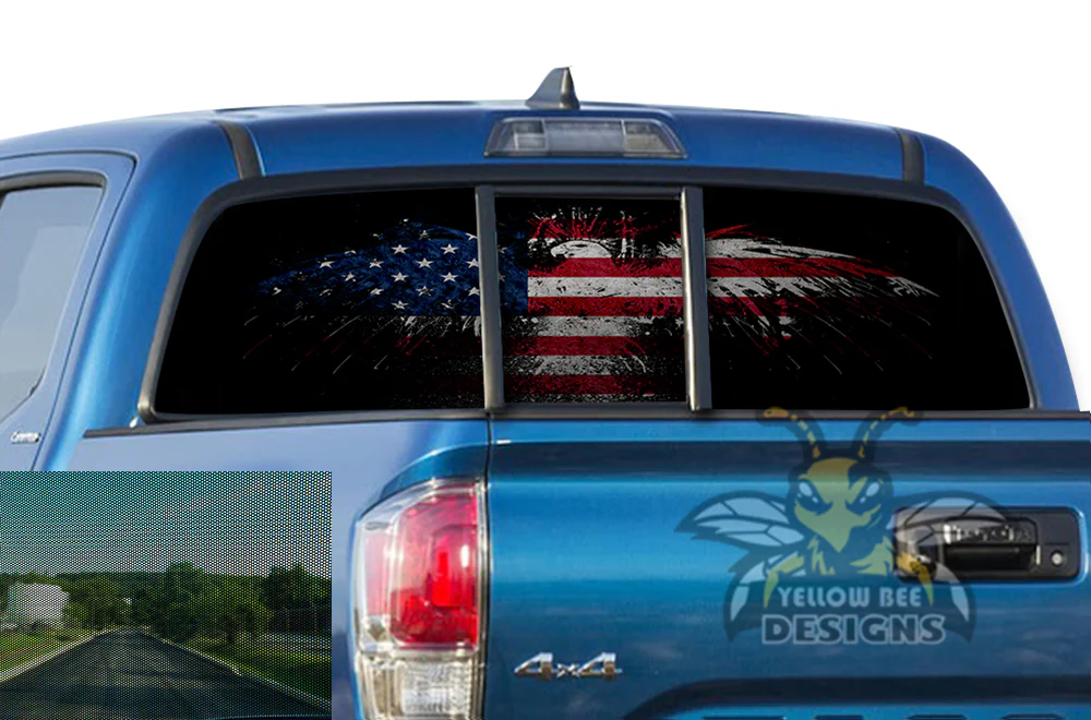 Perforated Eagle USA Rear Window Decal Compatible with Toyota Tacoma - Image 2