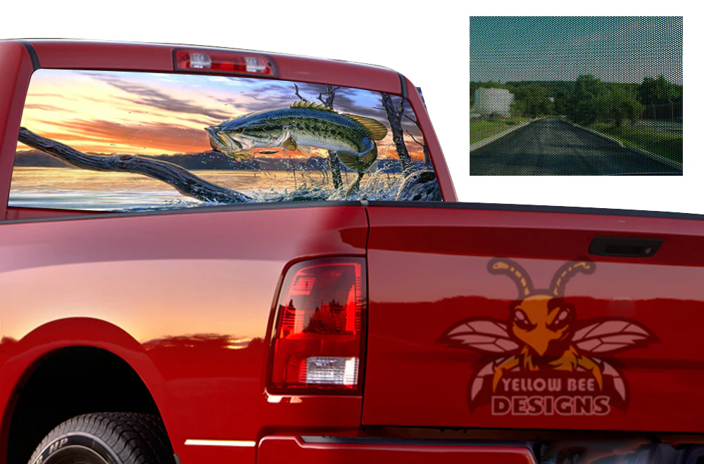 Perforated Fishing Rear Window Decal Compatible with Dodge Ram 1500, 2500, 3500 - Image 2