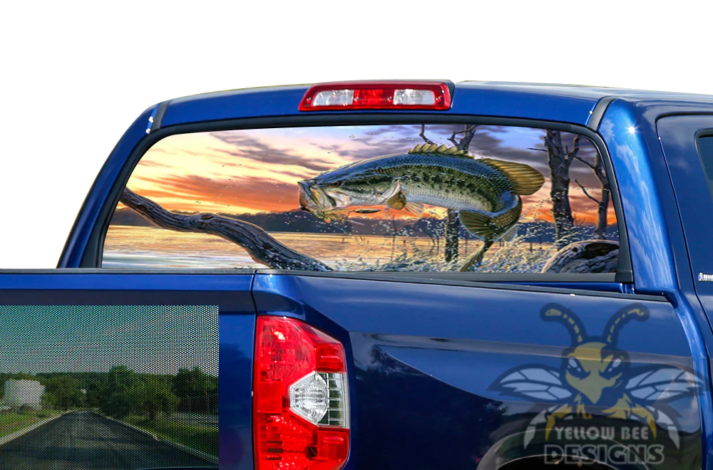 Perforated Fishing Rear Window Decal Compatible with Toyota Tundra - Image 2