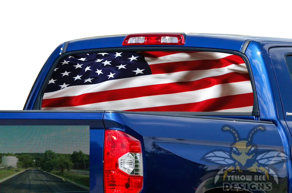 Perforated Flag USA Rear Window Decal Compatible with Toyota Tundra - Image 2