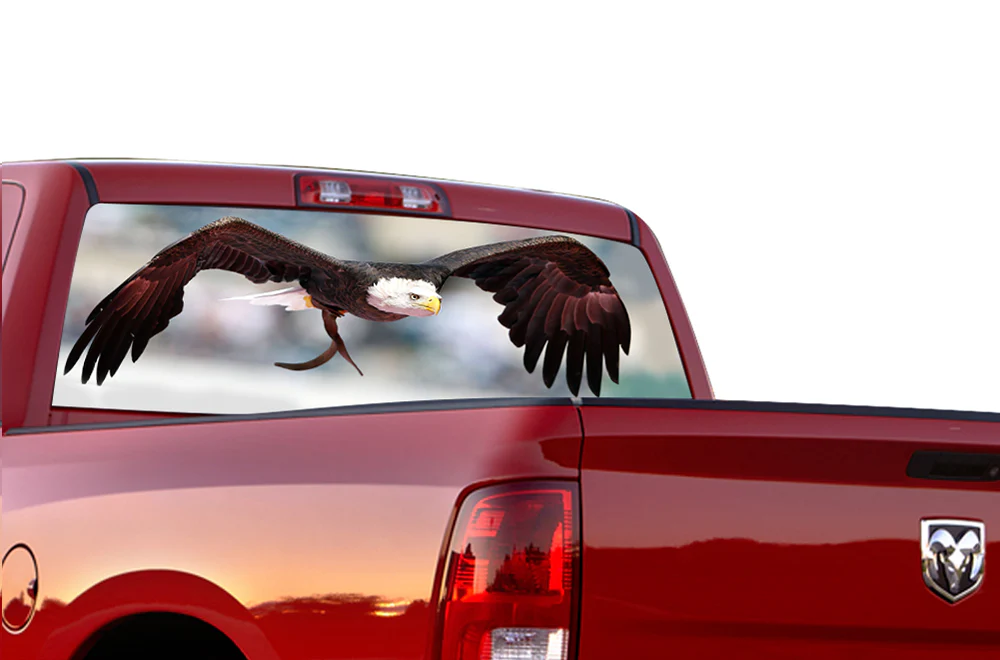 Perforated Flying Eagle Window Decal Compatible with Dodge Ram 1500, 2500, 3500