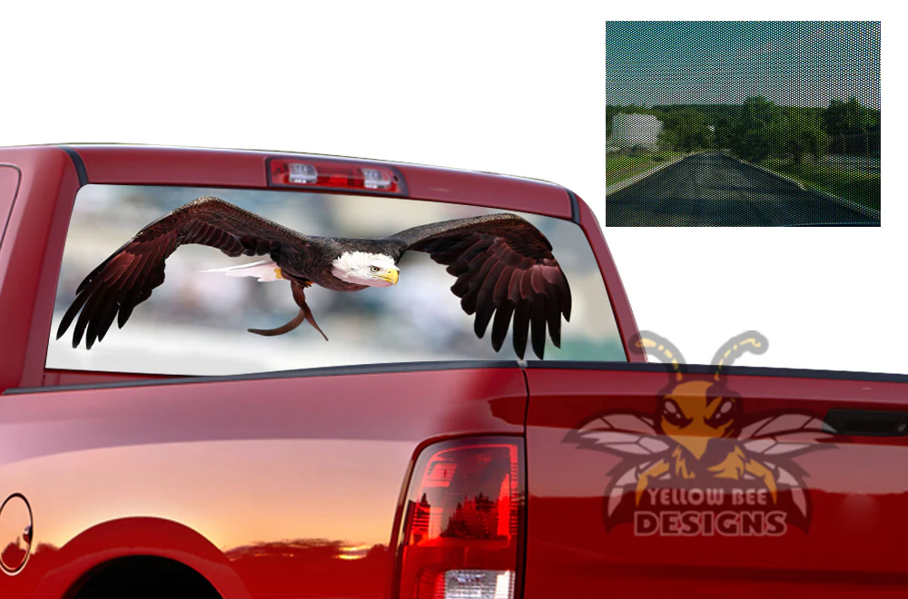 Perforated Flying Eagle Window Decal Compatible with Dodge Ram 1500, 2500, 3500 - Image 2