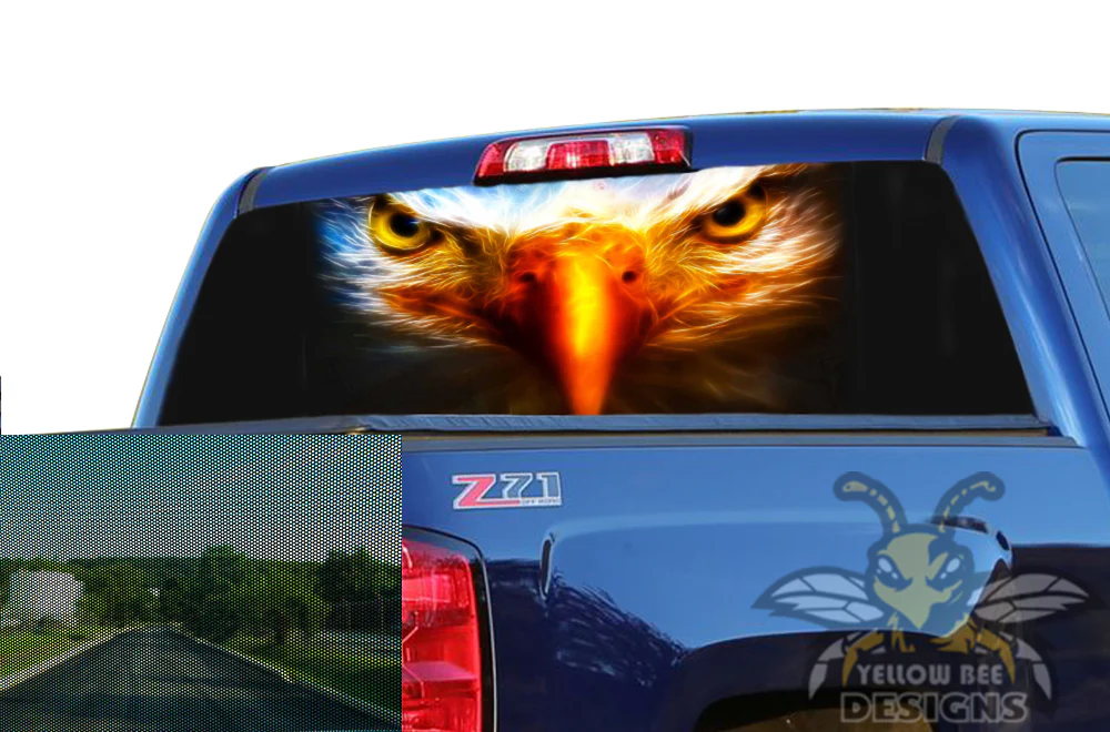 Perforated Rear Window Eagles Eyes Decal Compatible with with Chevrolet Silverado - Image 2