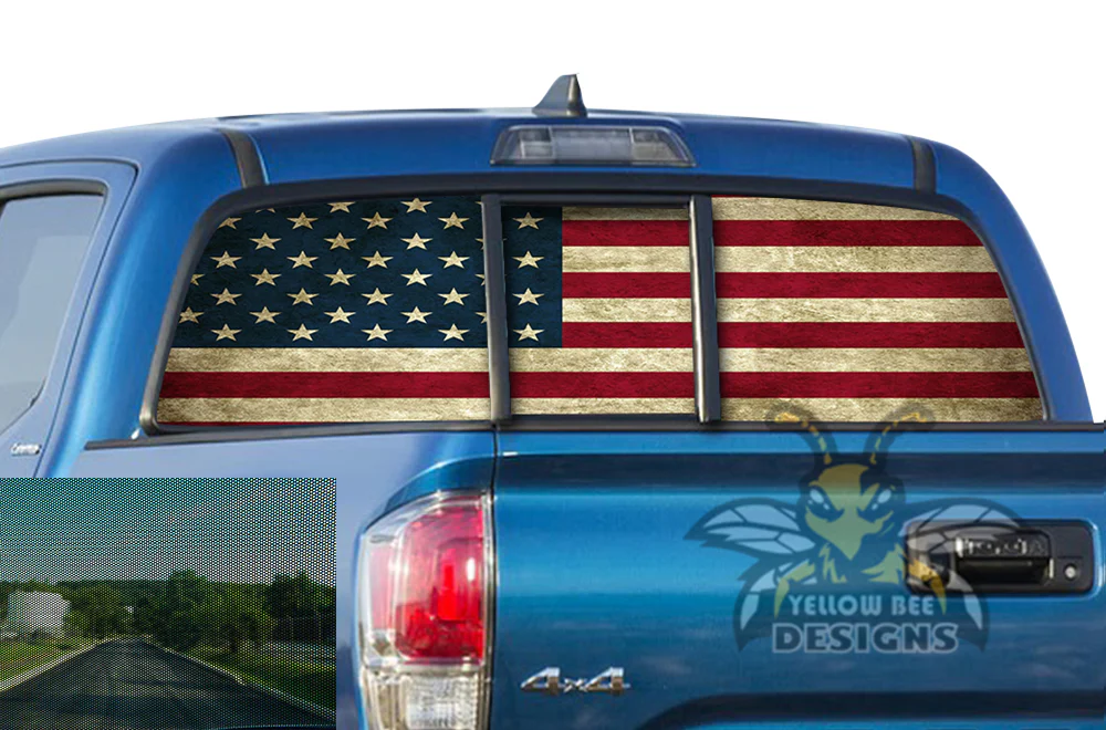 Perforated USA Rear Window Decal Compatible with Toyota Tacoma - Image 2