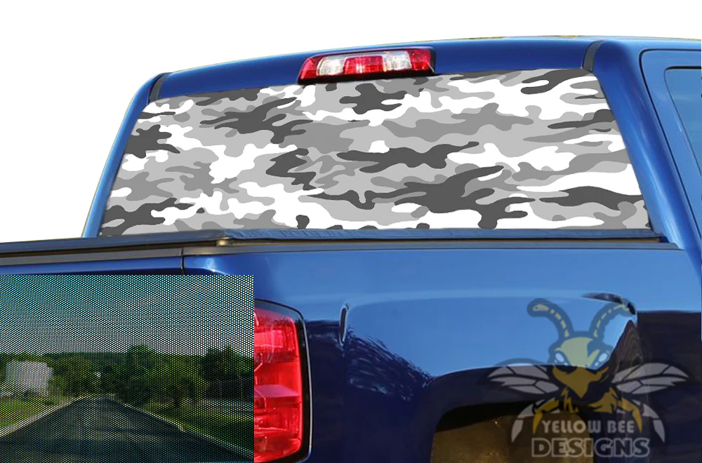 Perforated White Army Rear Window Decal Compatible with with Chevrolet Silverado - Image 2