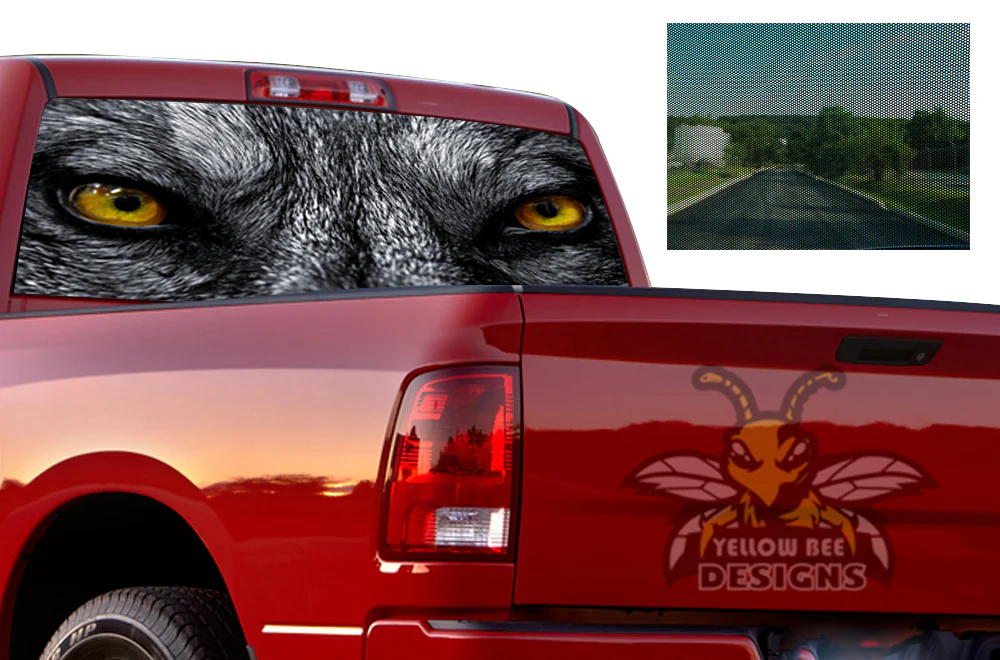 Perforated Wolf Eyes Rear Window Decal Compatible with Dodge Ram 1500, 2500, 3500 - Image 2