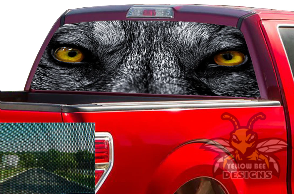 Perforated Wolf Eyes Rear Window Decal Compatible with Ford F150 - Image 2