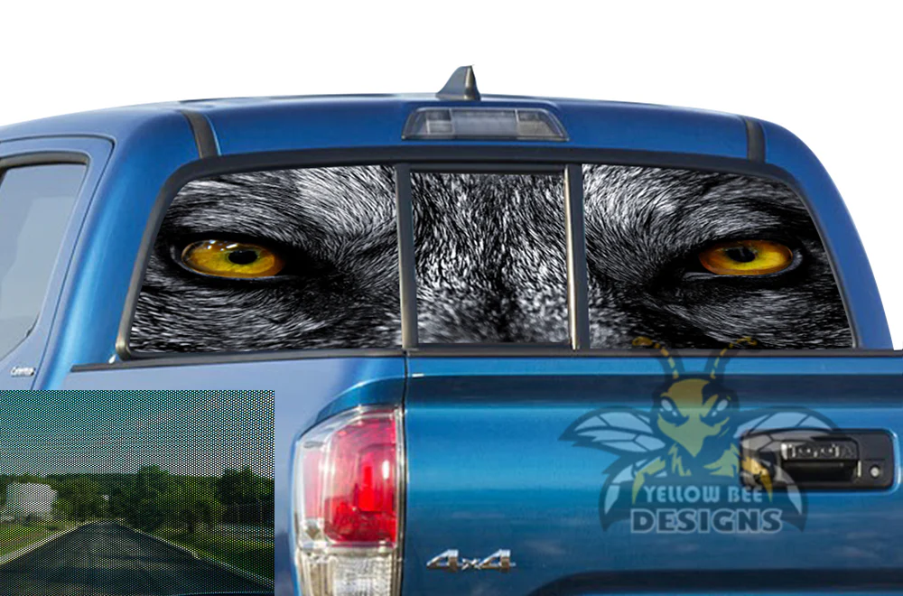 Perforated Wolf Eyes Rear Window Decal Compatible with Toyota Tacoma - Image 2