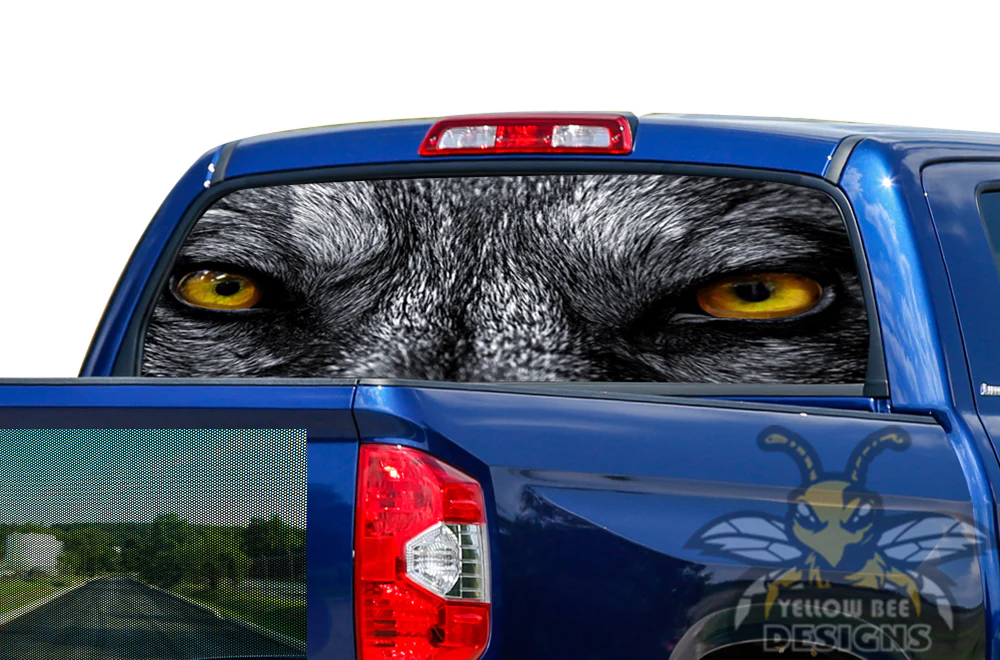 Perforated Wolf Eyes Rear Window Decal Compatible with Toyota Tundra - Image 2