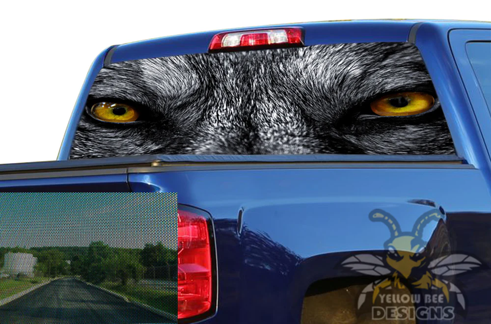 Perforated Wolf Eyes Rear Window Decal Compatible with with Chevrolet Silverado - Image 2