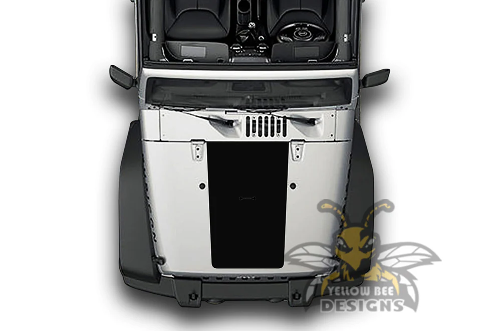 Plain Hood Graphics Vinyl Decals Compatible with Jeep JK Wrangler 2007-2018 - Image 2