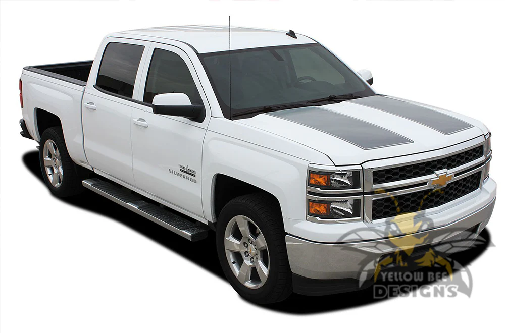 Plain Outline Hood/Tailgate Graphics Vinyl Decals Compatible with Chevrolet Silverado 1500 - Image 2