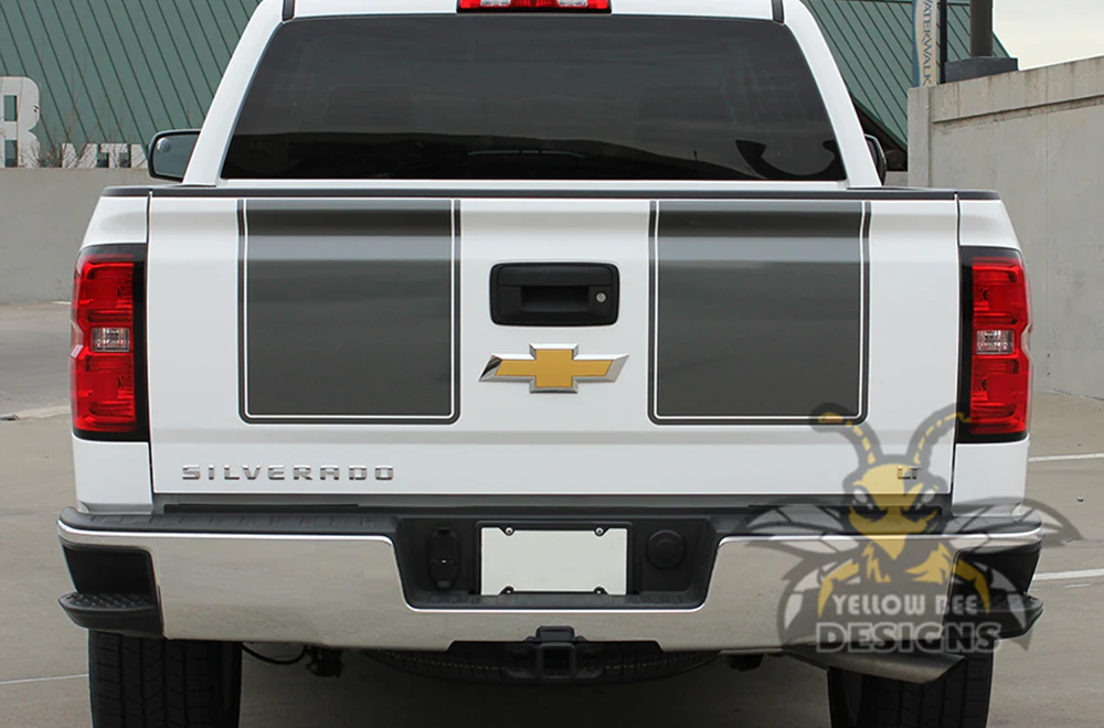 Plain Outline Hood/Tailgate Graphics Vinyl Decals Compatible with Chevrolet Silverado 1500 - Image 3
