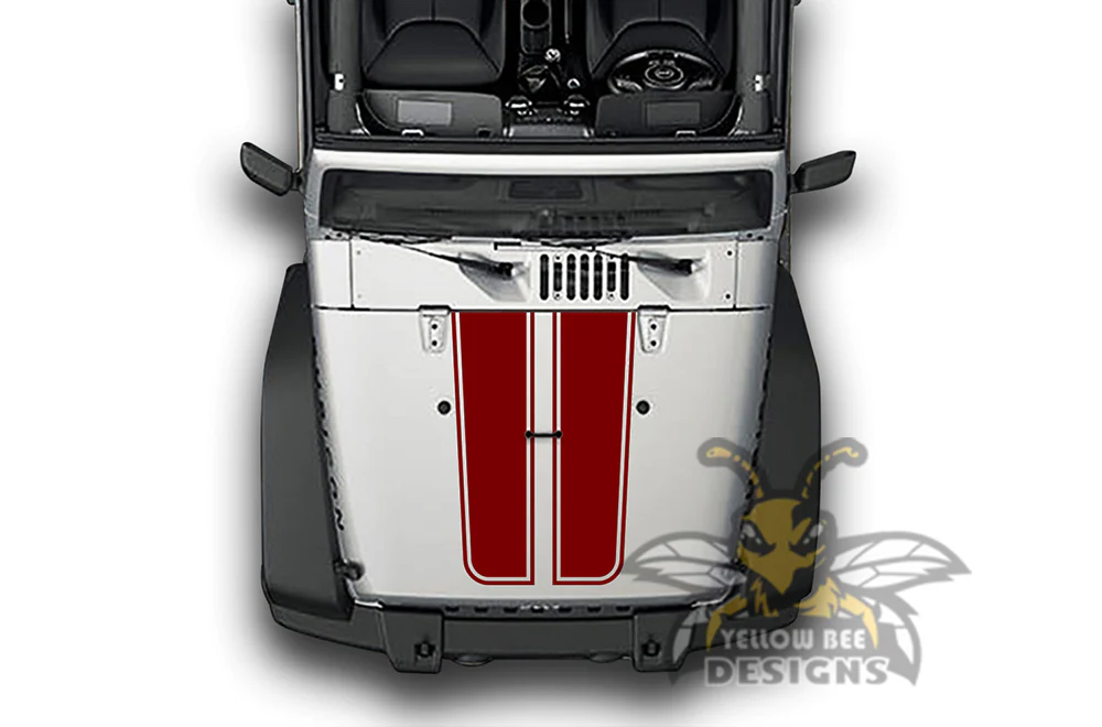 Plain Stripes Hood Graphics Vinyl Decals Compatible with Jeep Wrangler - Image 3