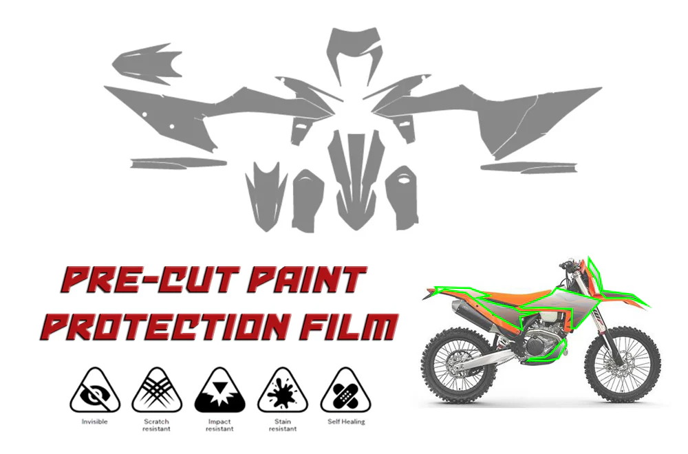 PreCut PRO Series Paint Protection Clear Bra PPF compatible KTM EXC, XC & XCF 150, 250, 300, 350, 450 & 500 - Image 3