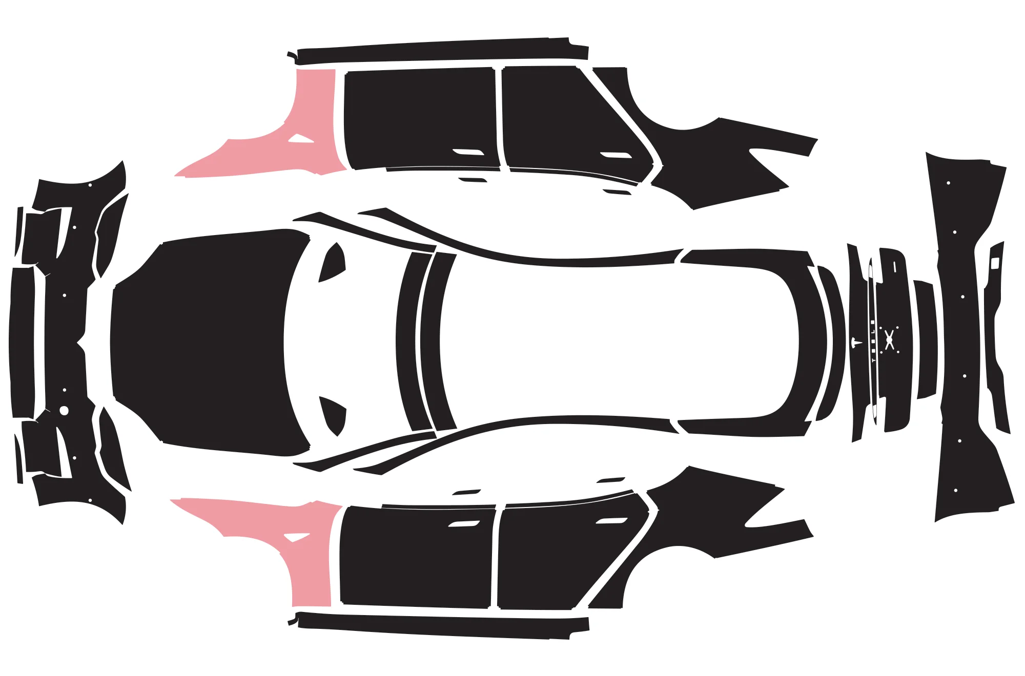 PreCut PRO Series Paint Protection Clear Bra PPF (Fenders) compatible with Tesla Model S Plaid 2021-Present - Image 2